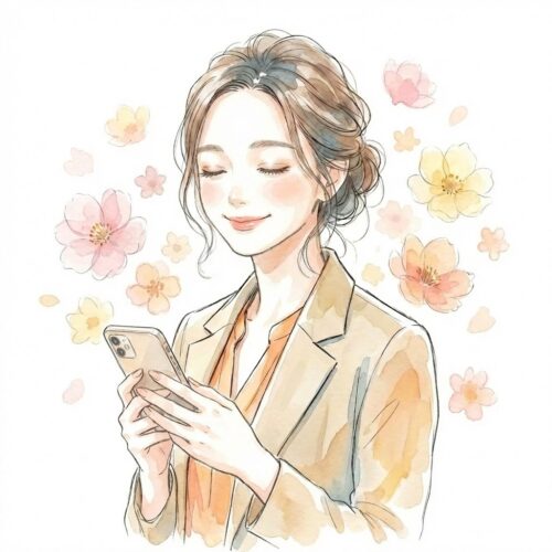 利益を見てにんまりするメイメイのイラスト