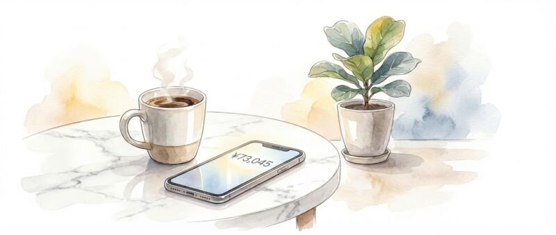 スマホから7万円の還付金が浮かび上がるイラスト