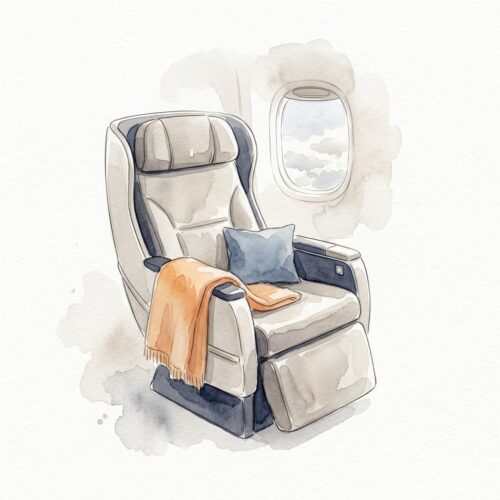 広くて快適な飛行機の座席のイラスト