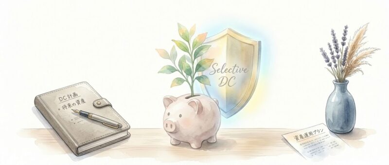 社会保険料が安くなる選択制DCのメリットを表現した水彩画イラスト