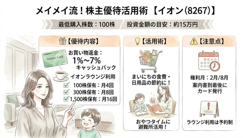 『メイメイ流！株主優待活用術』イオン(8267)の最新版。