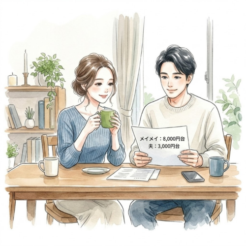 夫婦の住民税の格差に衝撃を受けるワーママのイラスト