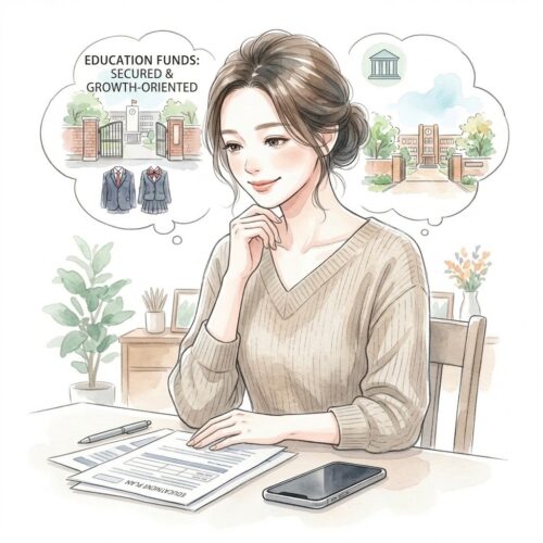手元の資金計画や教育費の置き場所を見つめ直すワーママの様子