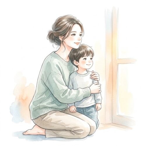 直近の家族の支出を守る盾と、未来へ向けて成長するイラスト