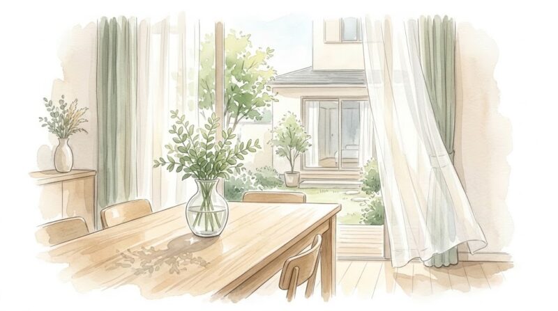 住宅ローンの金利上昇に備え、手元資金と生活を守る温かなリビングのイメージ