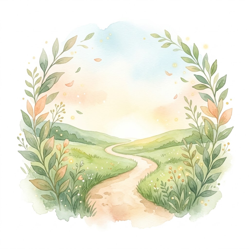 家族の成長と穏やかな暮らしを象徴する優しい水彩イラスト